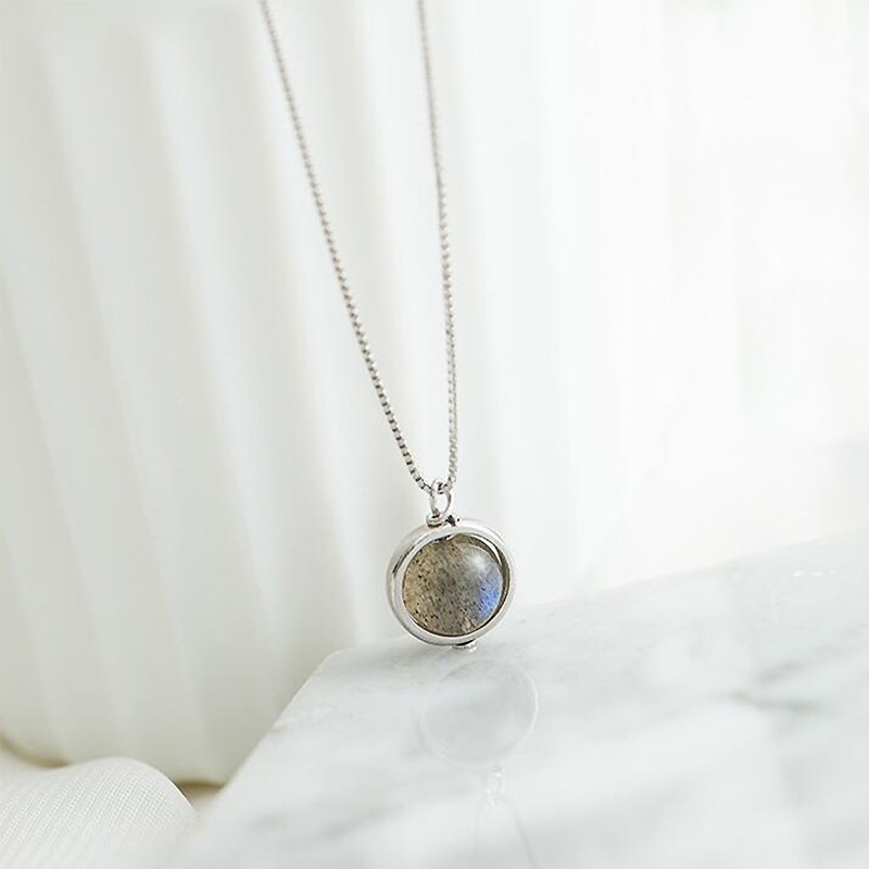 Genuine S925 Sterling Silver Labradorite Pendant Necklace for Women Fine Jewelry Nature Gemstone Handmade bijoux femme YNC061