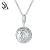 Genuine Sterling Silver Suspension Necklaces for Women Hollow Leaf & Ball Wedding Pendant Necklaces Silver 925 Jewelry
