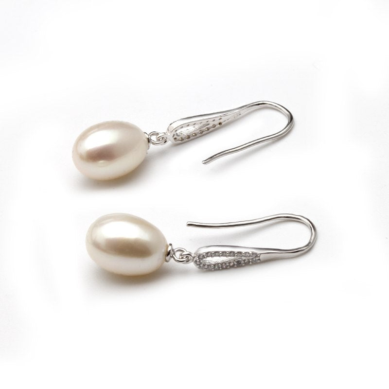 Genuine gr pearl earrings wedding natural pearl with 925 sterling silver earring jewelry for girlfriend gift