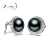Genuine pearl earrings women,wedding natural black pearl earrings 925 sterling silver jewelry girl best gift white