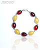 Genuine luxury 925 sterling silver inlaid natural butter yellow old beeswax old amber Bracelets antique European back