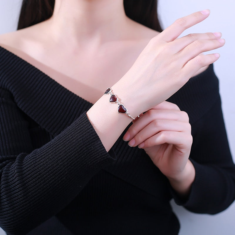 Genuine luxury jewelry support professional Amber beeswax dream floral heart bracelet S925 silver jewelry factory direct