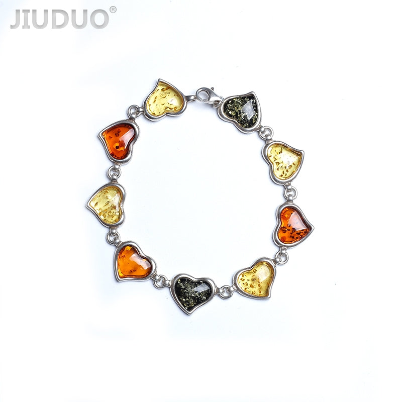 Genuine luxury jewelrySimple and natural jasper amber green green pewter wax sterling silver bracelet authentic fidelity