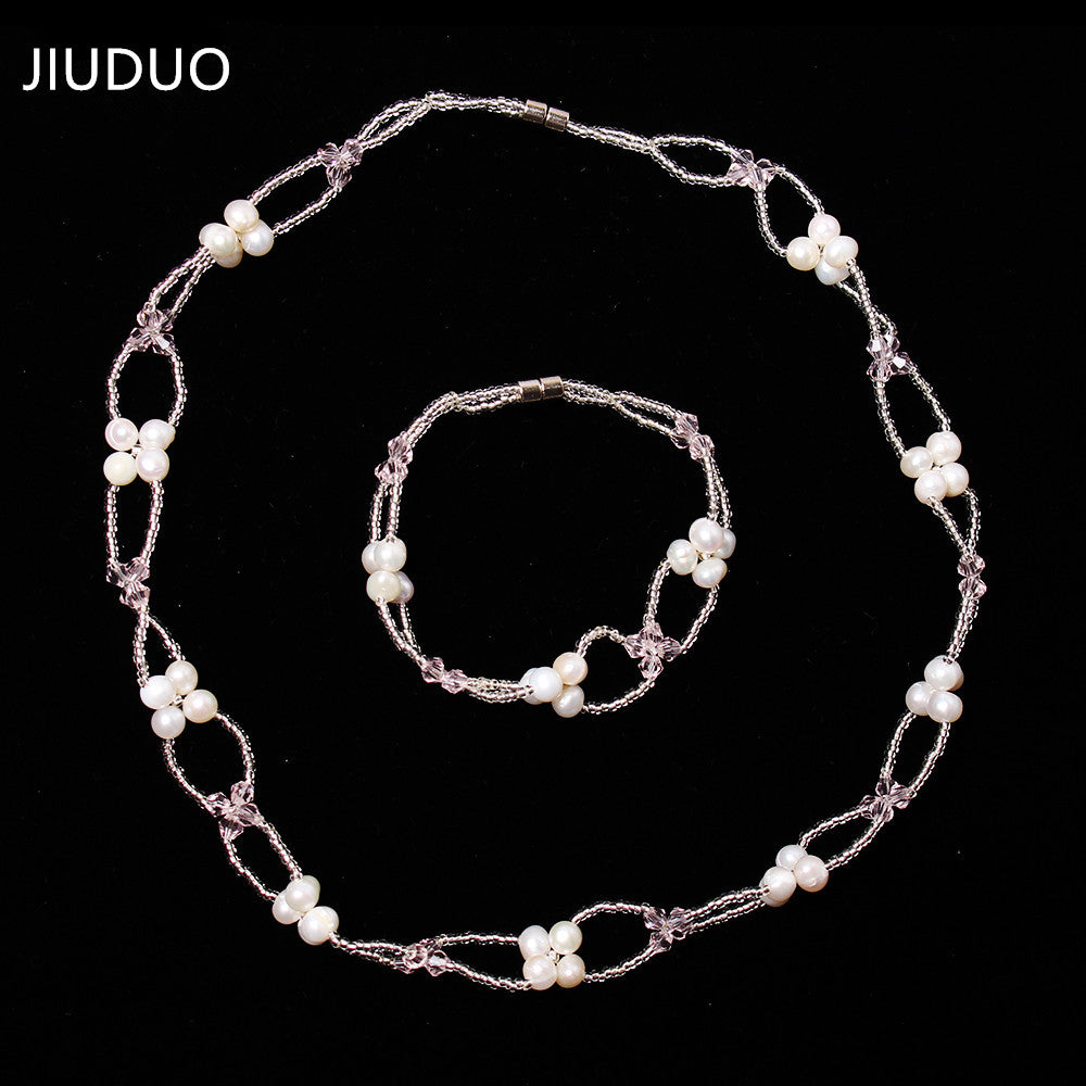 Genuine natural 7-8mm natural pearl necklace bracelet earrings genuine delivery mother female models jewelry female