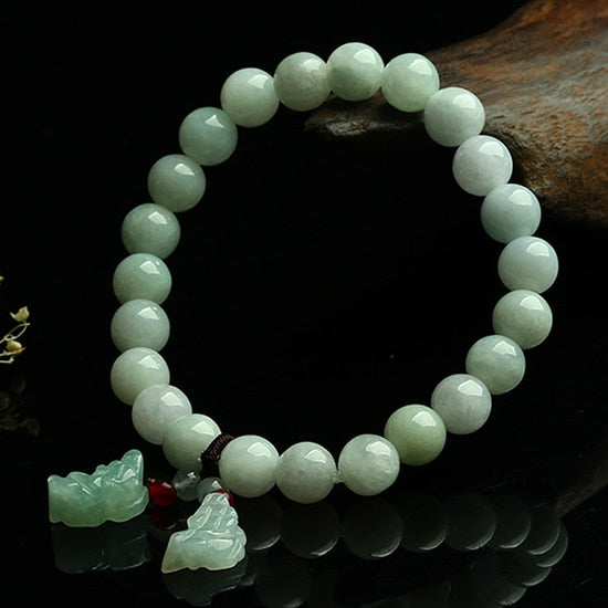 Genuine natural glutinous jade beads round bracelet Myanmar jade beads beads hand A goods jade jade beads bracelet ABX3679