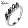 Genuine sapphire ring 925 silver sapphire ring for woman 2 mm * 4 mm marquise cut natural sapphire sterling sapphire jewelry