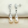 Genuine wedding pearl earrings for women,fashion natural pearl earrings 925 silver jewelry mom trendy best gift white