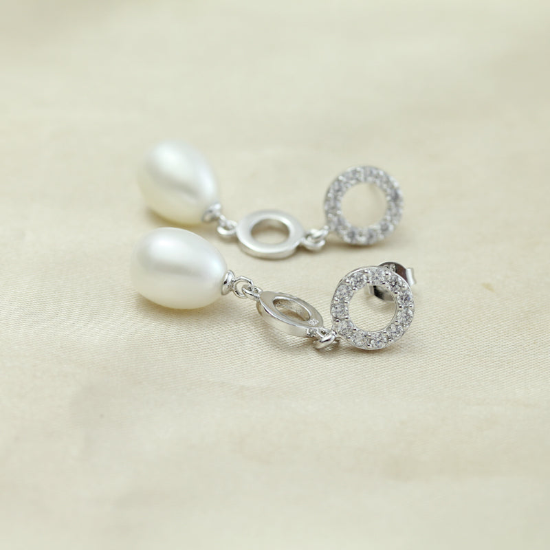 Genuine wedding pearl earrings women,fashion natural pearl earrings 925 silver jewelry mom birthd best gift white