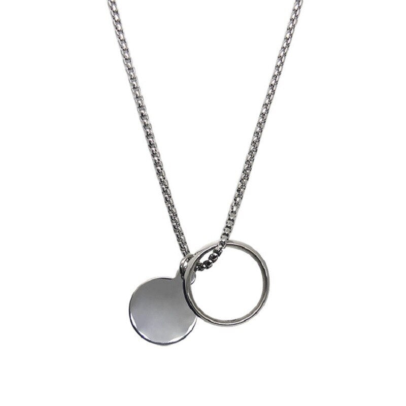 Geometric Circle Dual-Purpose Titanium Steel Necklace 2021Temperament Men and Women Hip-hop Punk Style Pendant Does