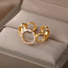 Geometric Irregular Stainless Steel Rings For Women Girls Cubic Zirconia Ring Female Wedding Band Couple Jewelry anillos mujer