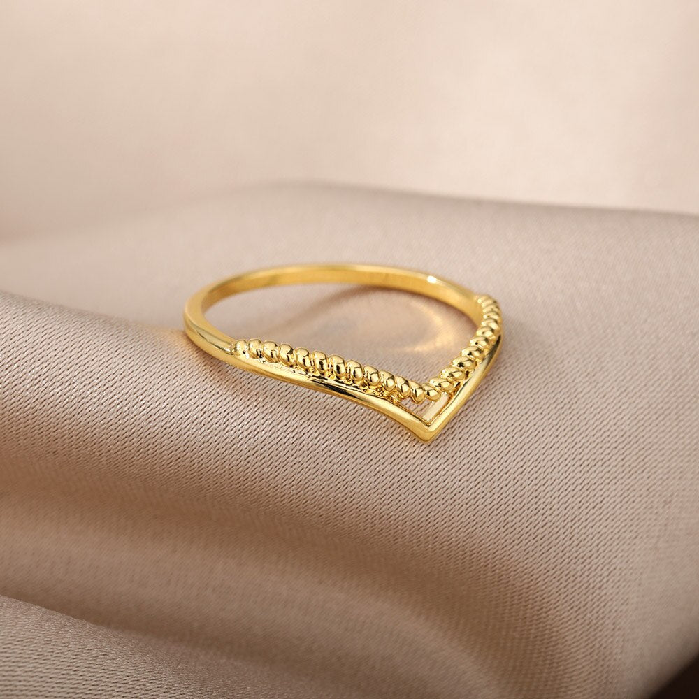 Geometric Polka Dot Rings For Women Stainless Steel Gold Color Finger Ring 2023 Trend Aesthetic Couple Jewelry anillos