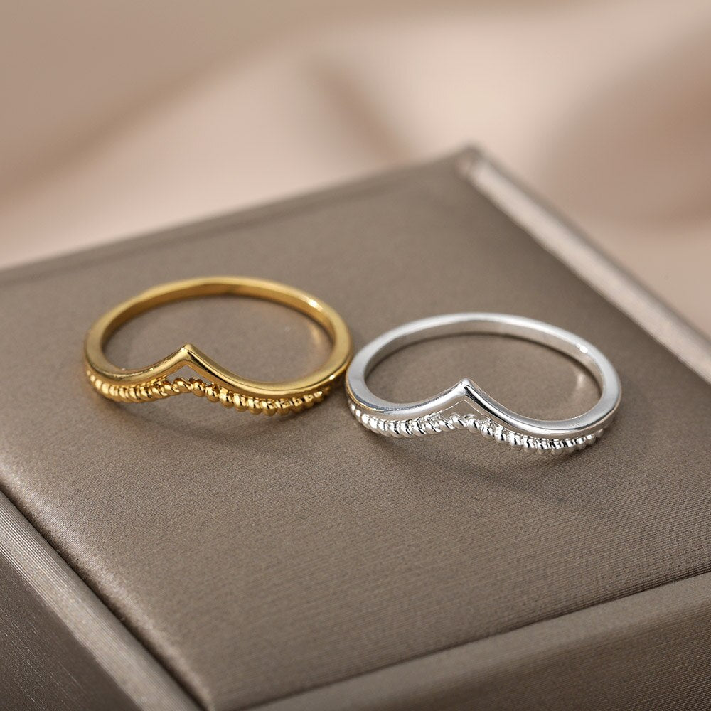 Geometric Polka Dot Rings For Women Stainless Steel Gold Color Finger Ring 2023 Trend Aesthetic Couple Jewelry anillos