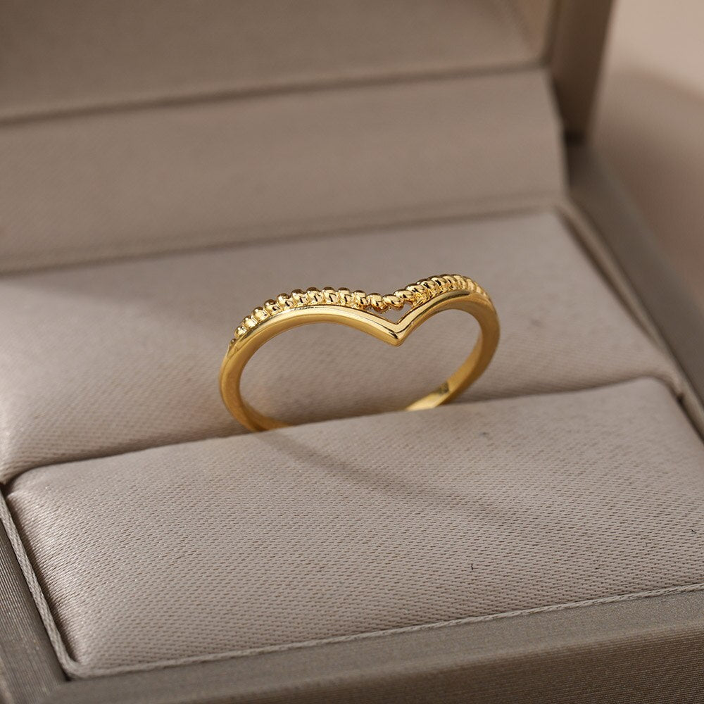 Geometric Polka Dot Rings For Women Stainless Steel Gold Color Finger Ring 2023 Trend Aesthetic Couple Jewelry anillos