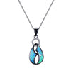 Geometric Pure 925 Sterling-Silver White/Blue Fire Opal Pendant Collar Necklaces For Women Wedding Fine Jewelry Gifts