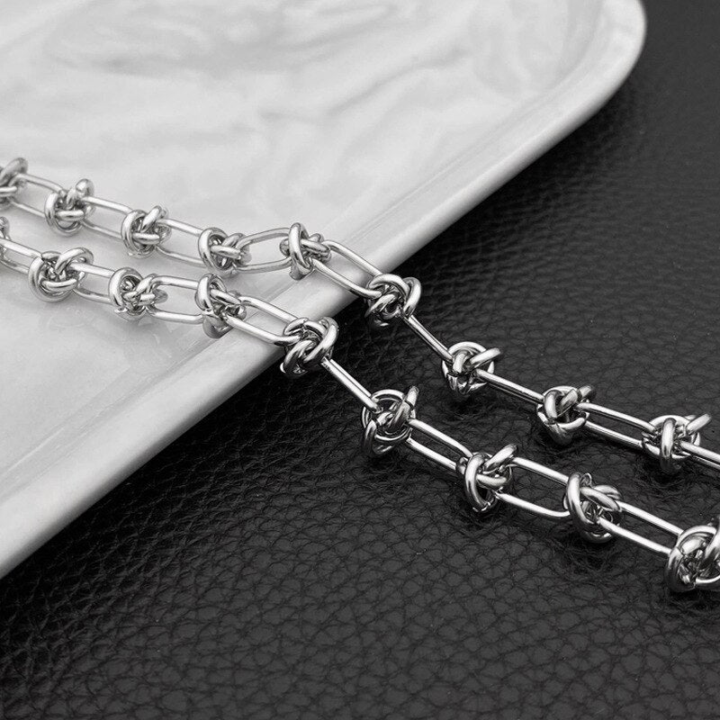 Geometric Round Stainless Steel Necklace for Women Man Long Chain Necklace Silver Color Sweater Chain Necklace Pig Nose Pendant