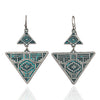 Geometric earrings Vintage antique green red hanging earring statement jewelry Retro bohemian ethnic indian earrings for women