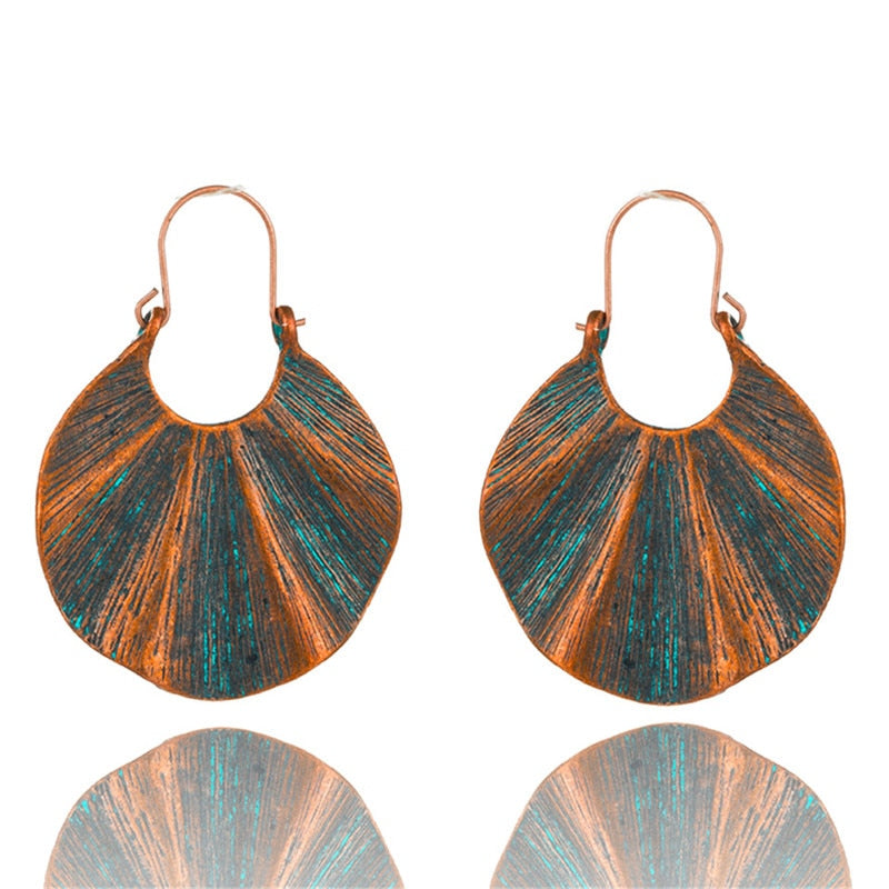 Geometric earrings Vintage antique green red hanging earring statement jewelry Retro bohemian ethnic indian earrings for women