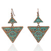 Geometric earrings Vintage antique green red hanging earring statement jewelry Retro bohemian ethnic indian earrings for women