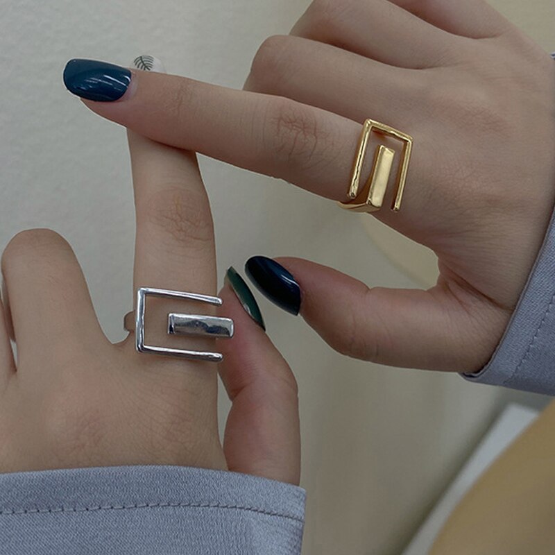Geometry Dating Ring Aesthetic Rings For Women  Designer Accessories Gift For Girlfriend Punk Jewelry GaaBou Jewellery