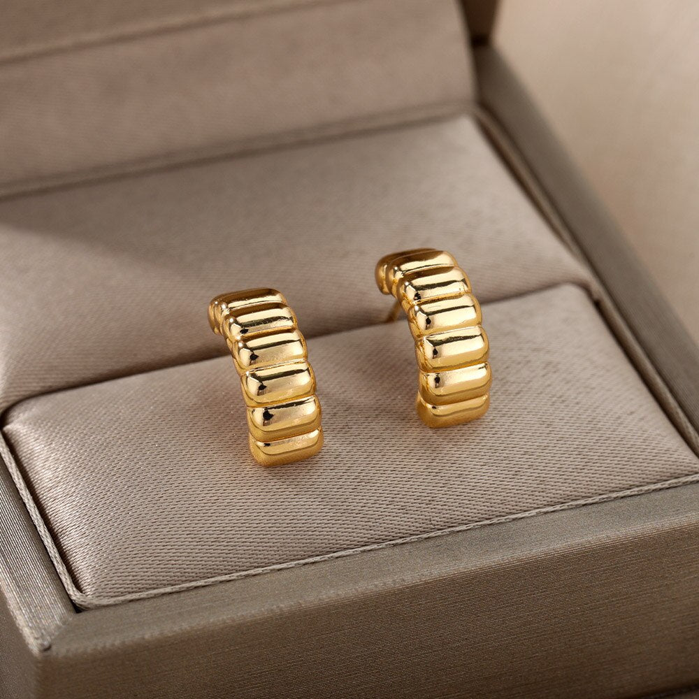 Geometry Earrings for Women Vintage Ladies Couple Earring 2023 Trend Koeran Stainless Steel Wedding Band Jewelry Gift