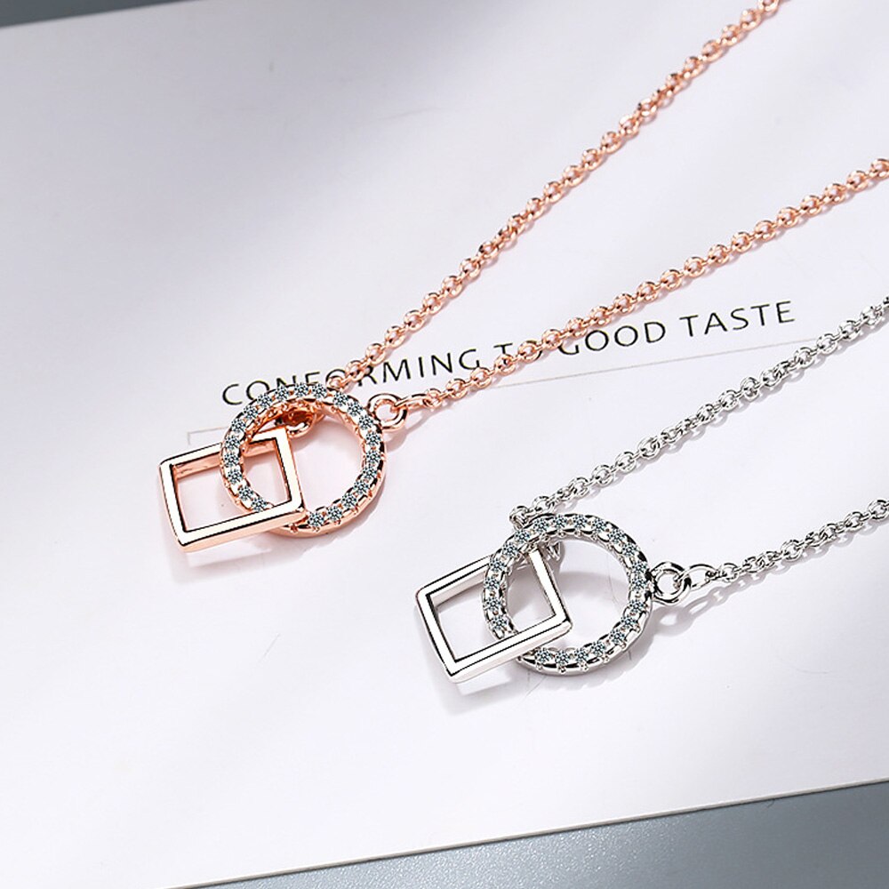 Geometry Necklace For Women Round Ring Pendant 925 Stamp Korean  Quality Jewelry Aesthetic Accessories GaaBou