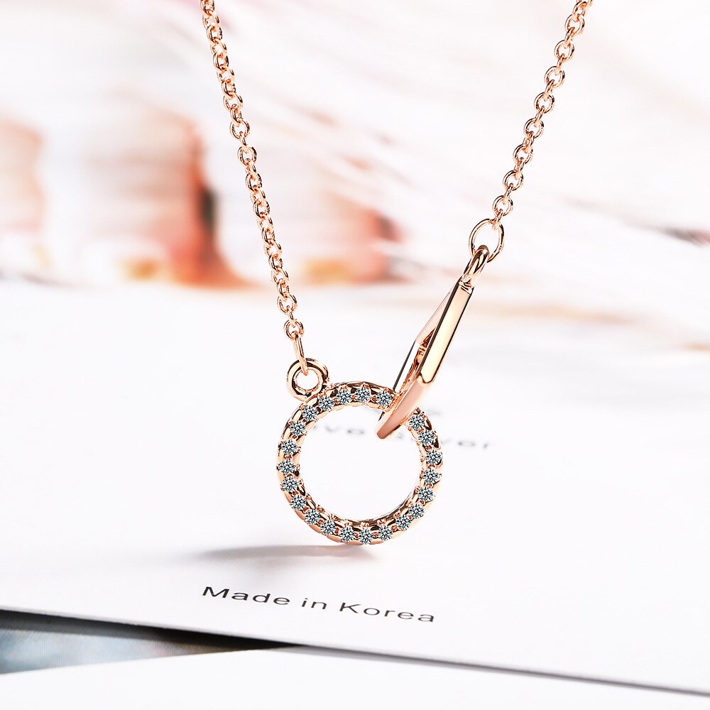 Geometry Necklace For Women Round Ring Pendant 925 Stamp Korean  Quality Jewelry Aesthetic Accessories GaaBou