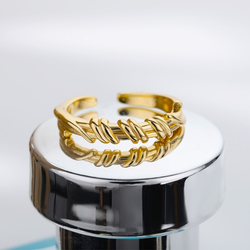 Geometry Twisted Open Rings For Women Stainless Steel Gold  Color Female Finger Ring 2023 Trend Aesthetic Jewelry anillos