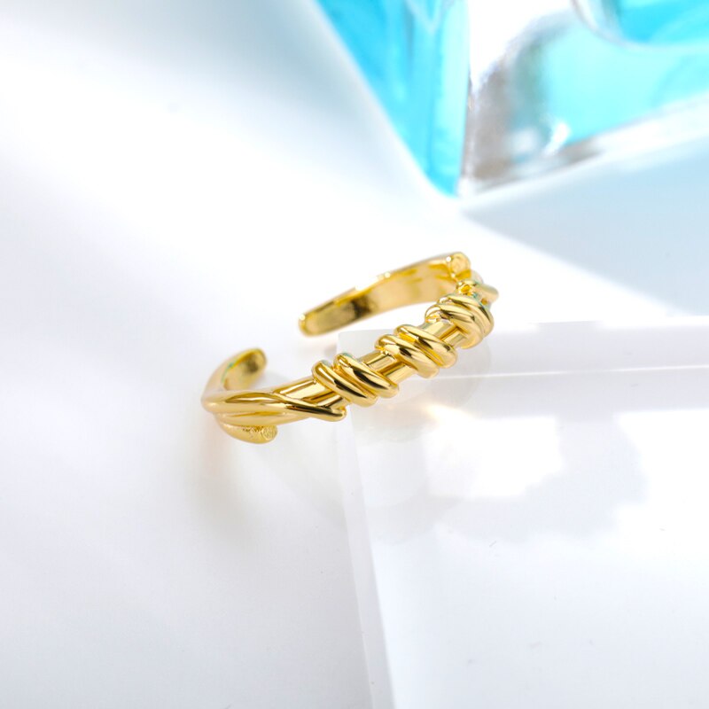 Geometry Twisted Open Rings For Women Stainless Steel Gold  Color Female Finger Ring 2023 Trend Aesthetic Jewelry anillos