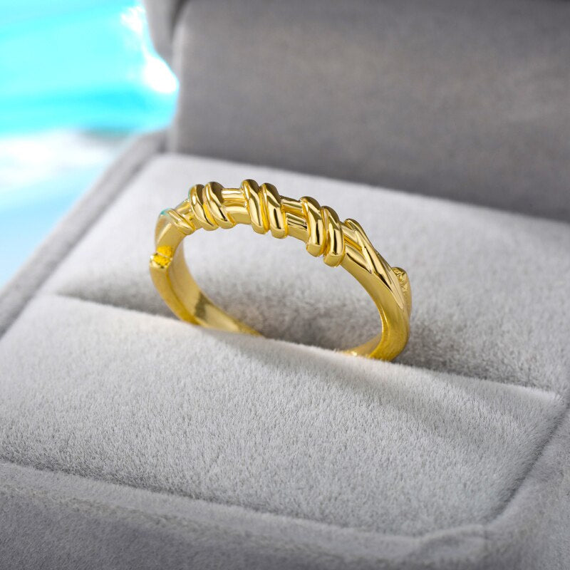 Geometry Twisted Open Rings For Women Stainless Steel Gold  Color Female Finger Ring 2023 Trend Aesthetic Jewelry anillos