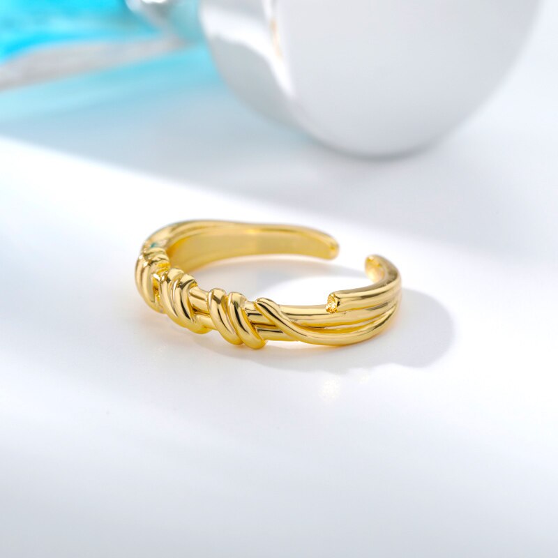 Geometry Twisted Open Rings For Women Stainless Steel Gold  Color Female Finger Ring 2023 Trend Aesthetic Jewelry anillos