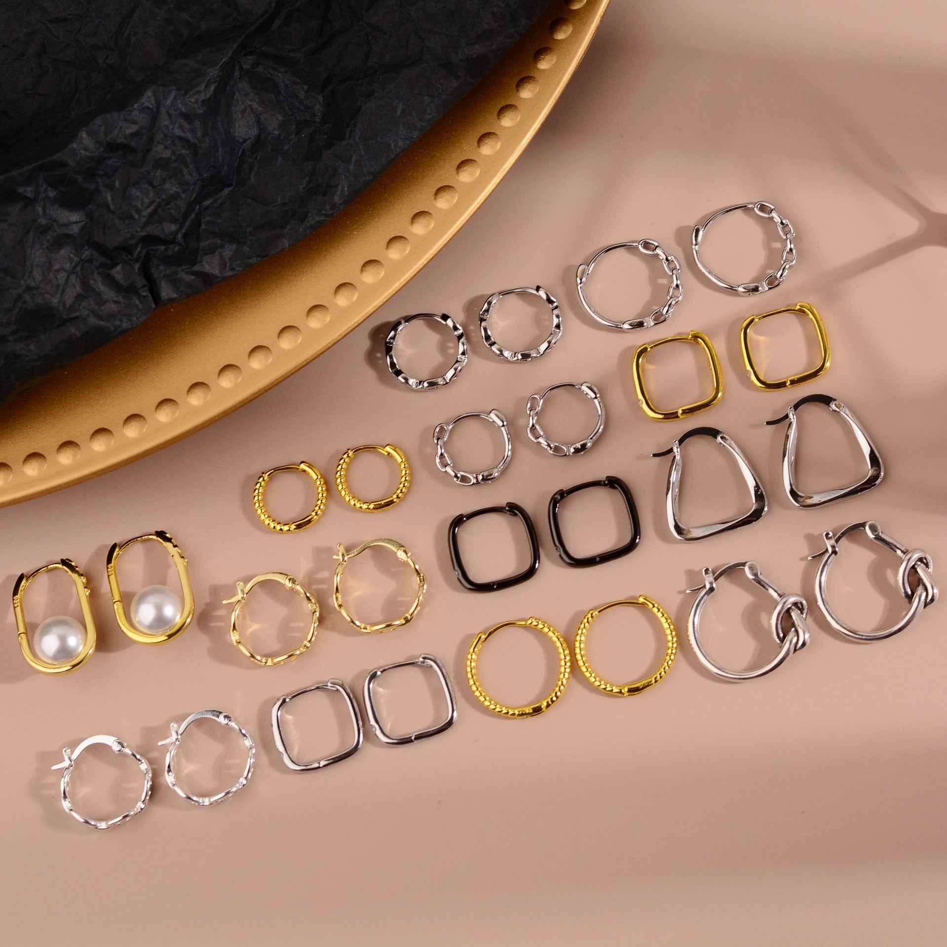 Geometry Zircon Hoops Women Small Black Earrings 2022 Trend Vintage  Jewelry Accessories  Christmas