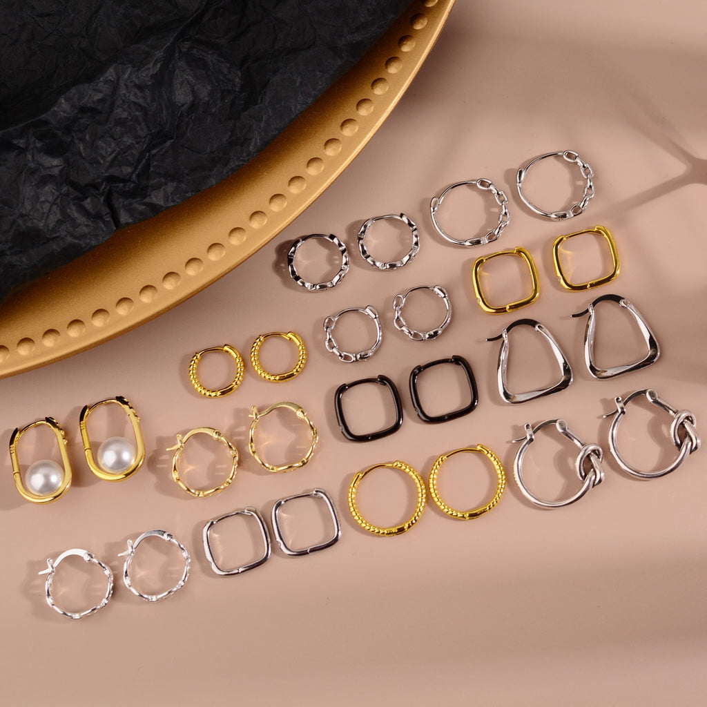 Geometry Zircon Hoops Women Small Black Earrings 2022 Trend Vintage  Jewelry Accessories  Christmas