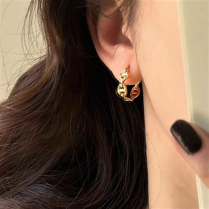 Geometry Zircon Hoops Women Small Black Earrings 2022 Trend Vintage  Jewelry Accessories  Christmas