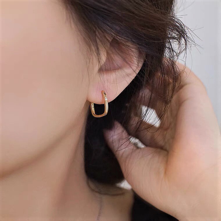 Geometry Zircon Hoops Women Small Black Earrings 2022 Trend Vintage  Jewelry Accessories  Christmas