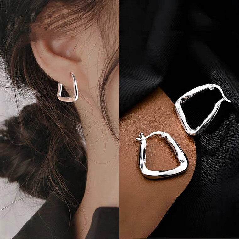 Geometry Zircon Hoops Women Small Black Earrings 2022 Trend Vintage  Jewelry Accessories  Christmas