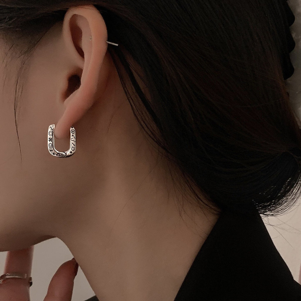 Geometry Zircon Hoops Women Small Black Earrings 2022 Trend Vintage  Jewelry Accessories  Christmas