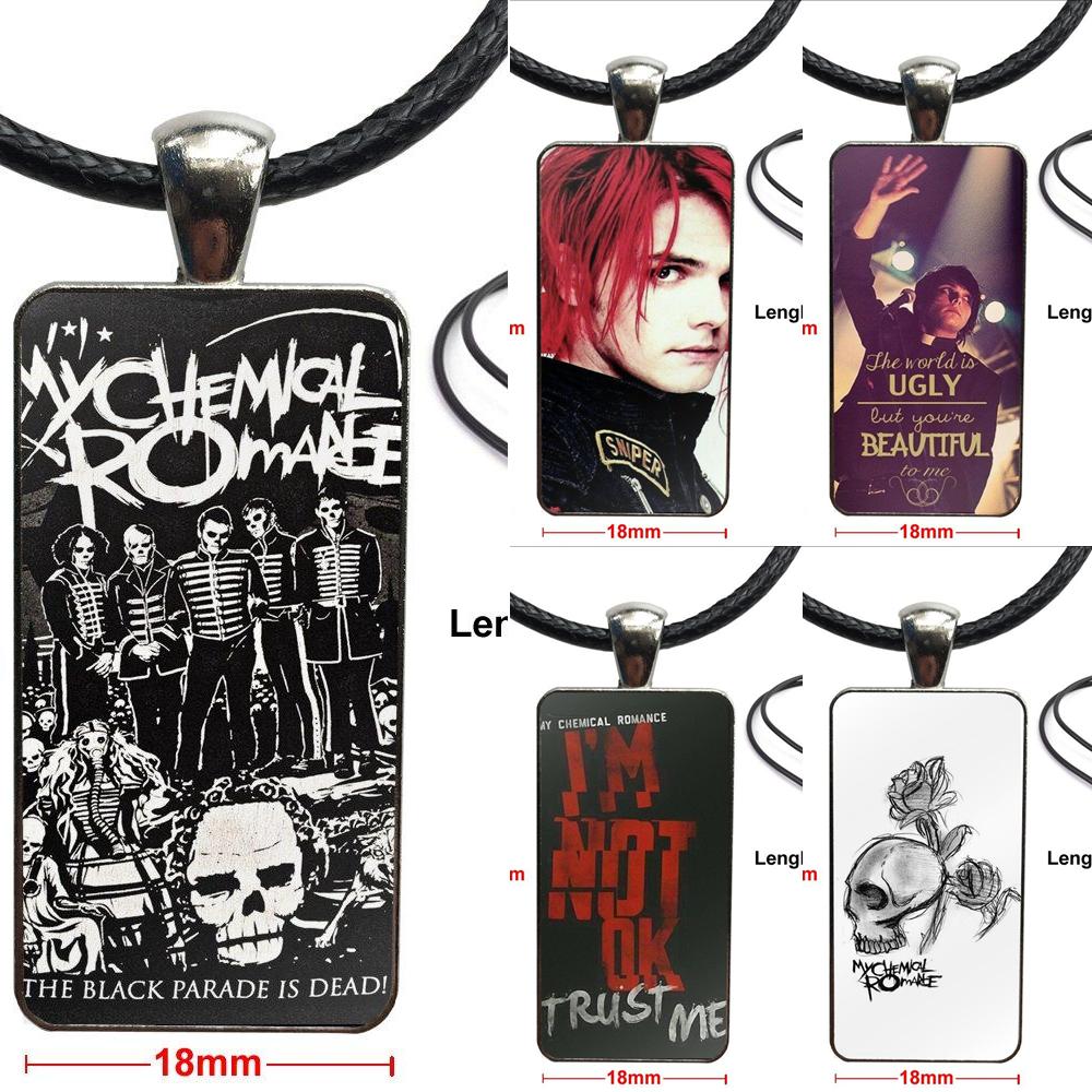 Gerard Way My Chemical Romance Mcr Rock For Girls Gifts Glass Pendant Necklace Handmade Half Pendant Rectangle Necklace