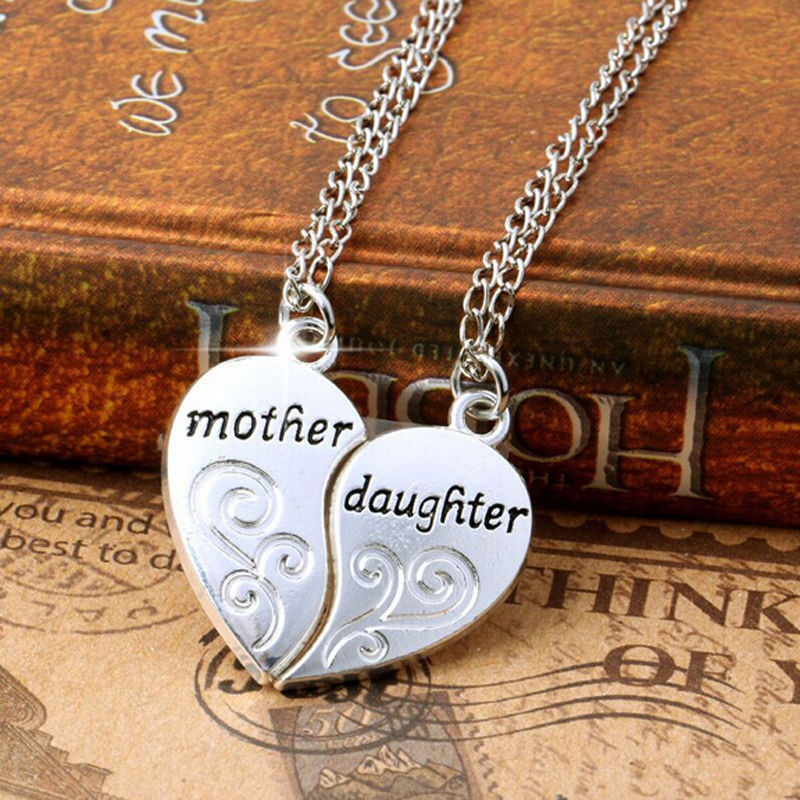 Gifts For Her Mom Daughter Mother Presents Family Heart Pendant Chain Necklace For Women Jewelry Heart Charm