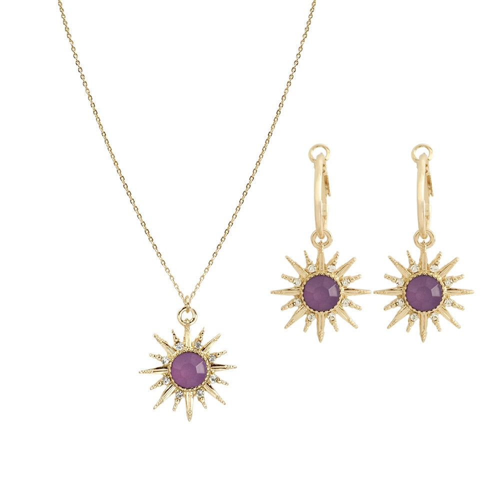 Gilry Casual Gold MultiColor Colorful Stone Shiny Star Pendant Necklace Bijoux Collier Elegant Women Jewelry Gifts