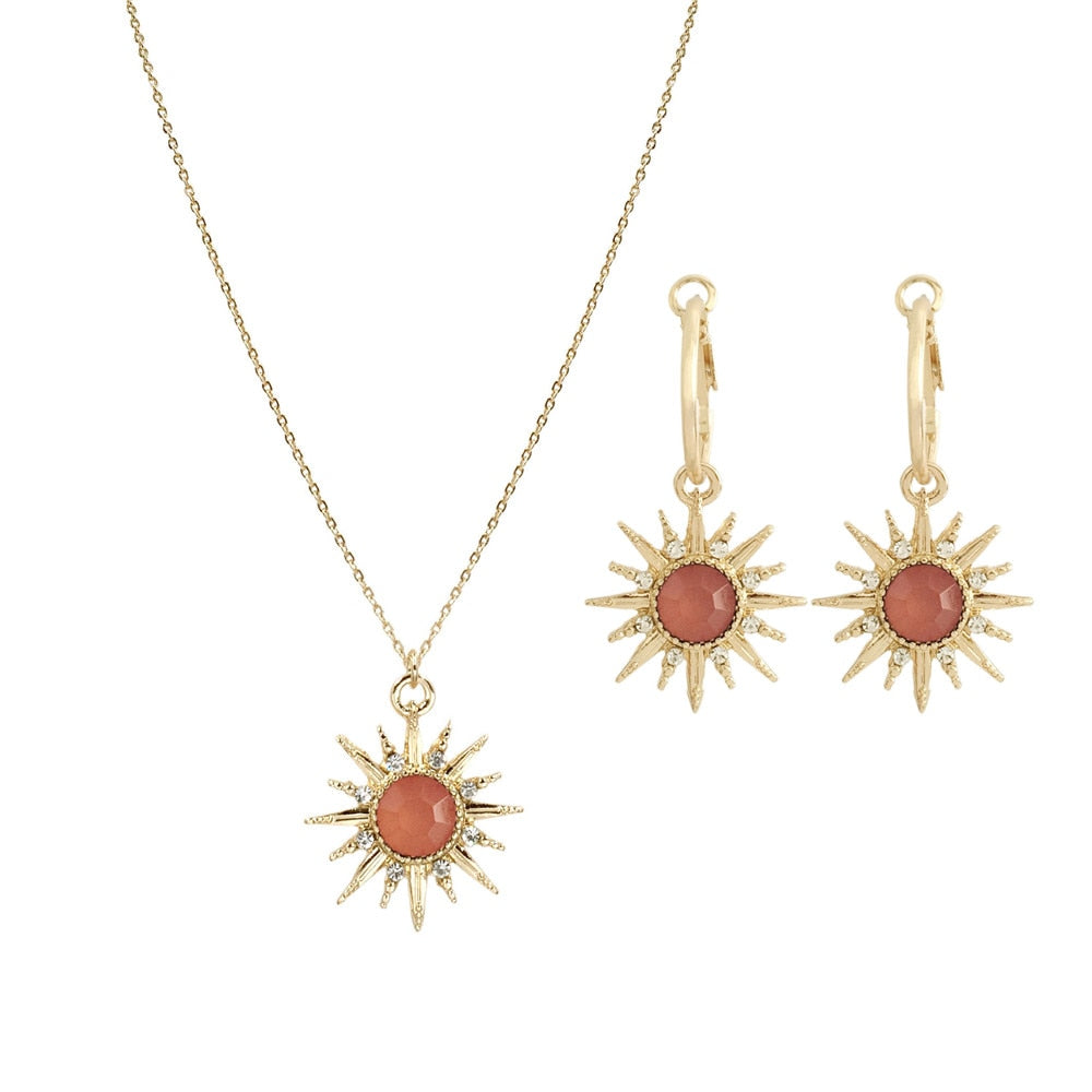 Gilry Casual Gold MultiColor Colorful Stone Shiny Star Pendant Necklace Bijoux Collier Elegant Women Jewelry Gifts