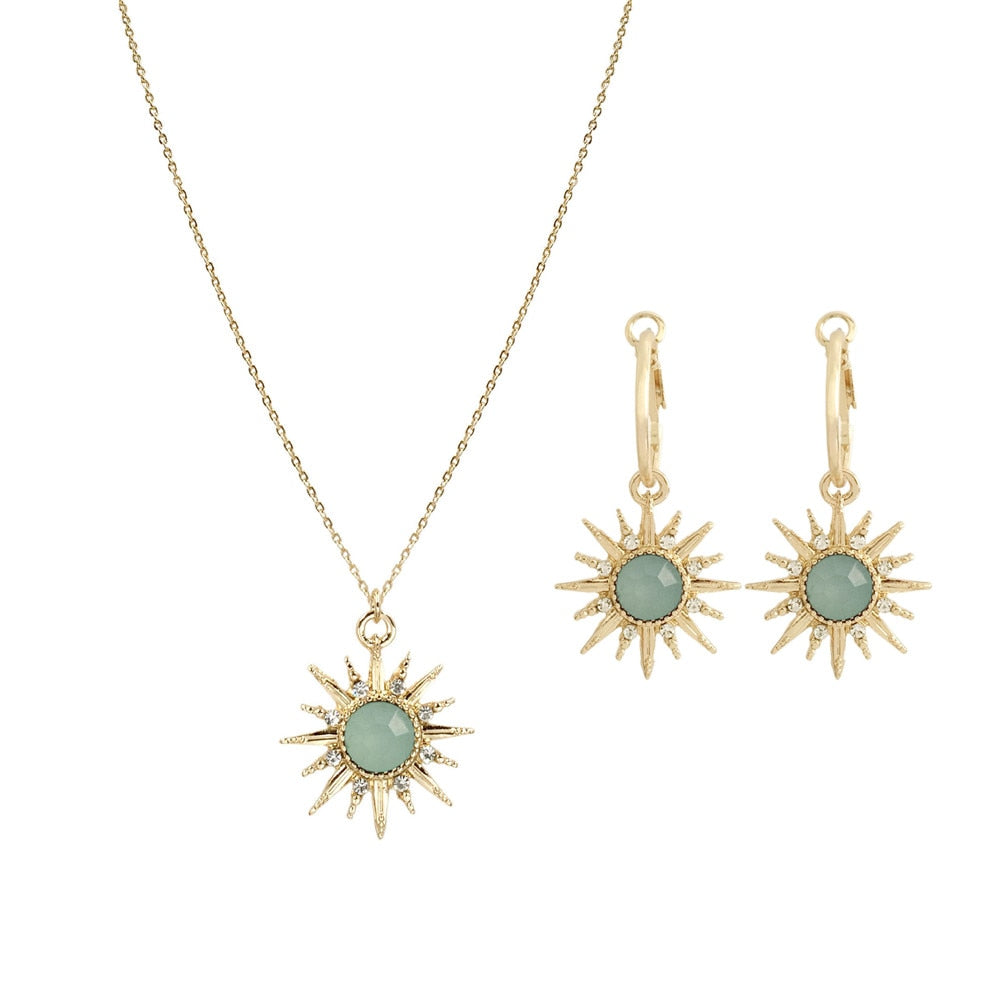 Gilry Casual Gold MultiColor Colorful Stone Shiny Star Pendant Necklace Bijoux Collier Elegant Women Jewelry Gifts