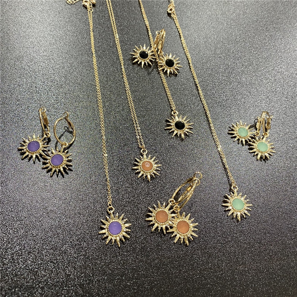Gilry Casual Gold MultiColor Colorful Stone Shiny Star Pendant Necklace Bijoux Collier Elegant Women Jewelry Gifts
