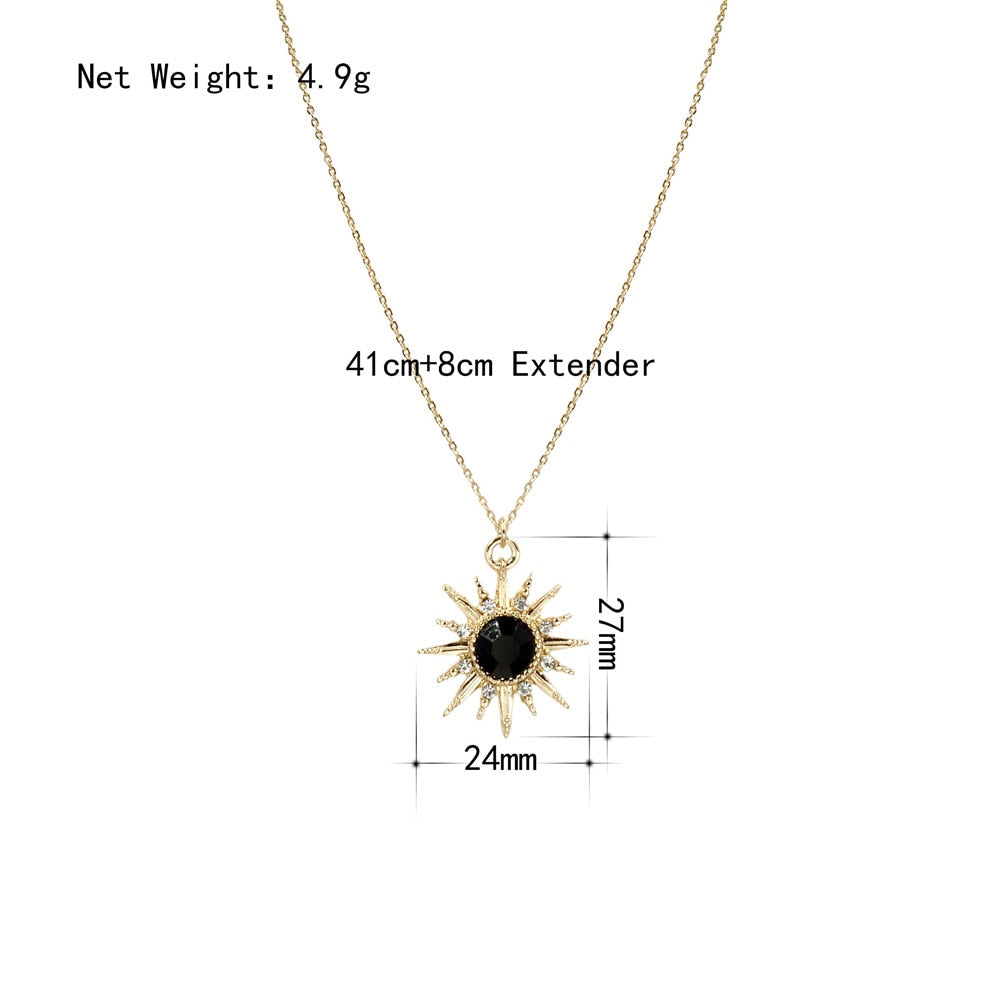 Gilry Casual Gold MultiColor Colorful Stone Shiny Star Pendant Necklace Bijoux Collier Elegant Women Jewelry Gifts