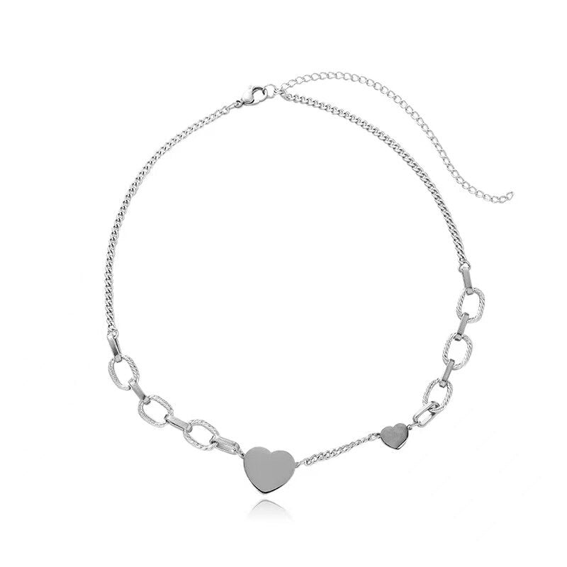 Girafe 2021 Punk Multilayered Cross Lock Pendant Necklace For Women Steel Color Portrait Coin Chain Choker Necklaces Jewelry