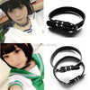 Girl Harajuku Cosplay Handmade Handcrafted Punk Gothic Real Leather Buckle Collar Choker Neclace