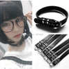 Girl Harajuku Cosplay Handmade Handcrafted Punk Gothic Real Leather Buckle Collar Choker Neclace