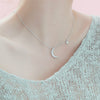 Girl's Collection Moon Star Shaped Pendant Necklace Romantic Moon Jewelry Love Gift 925 Sterling Silver Choker Necklace