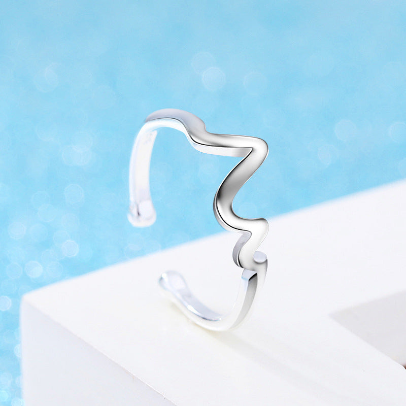 Girls Silver Ring Charm Diy Fashion Cardiograph Silver Ring For Women Jewelry