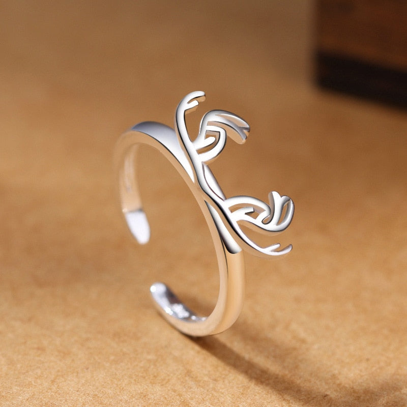 Girls Silver Ring Charm Trendy Buckhorn Shape Wedding Engagement Open Ring For Women Jewelry