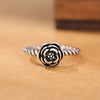 Girls Silver Ring Charm Vintage Black Rose Shape Diy Open Silver Ring For Women Jewelry